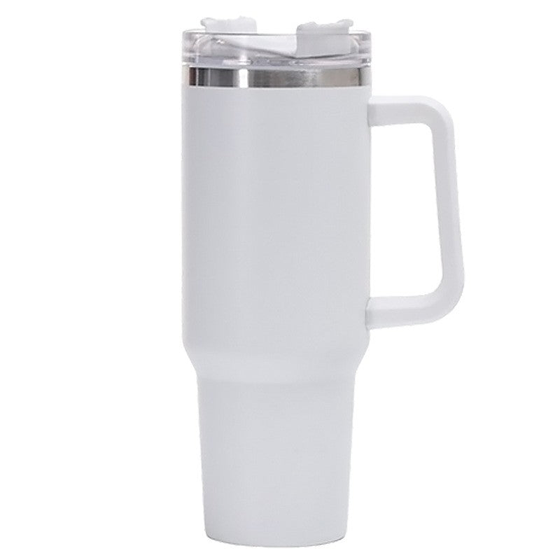 Cana Termos cu Maner si Pai, Izolare Termica 6 Ore, Interior Otel Inoxidabil 304, Capac Rotativ Anti-Scurgere, Capacitate 1200 ml, 9.9 x 9.9 x 27 cm, Alb