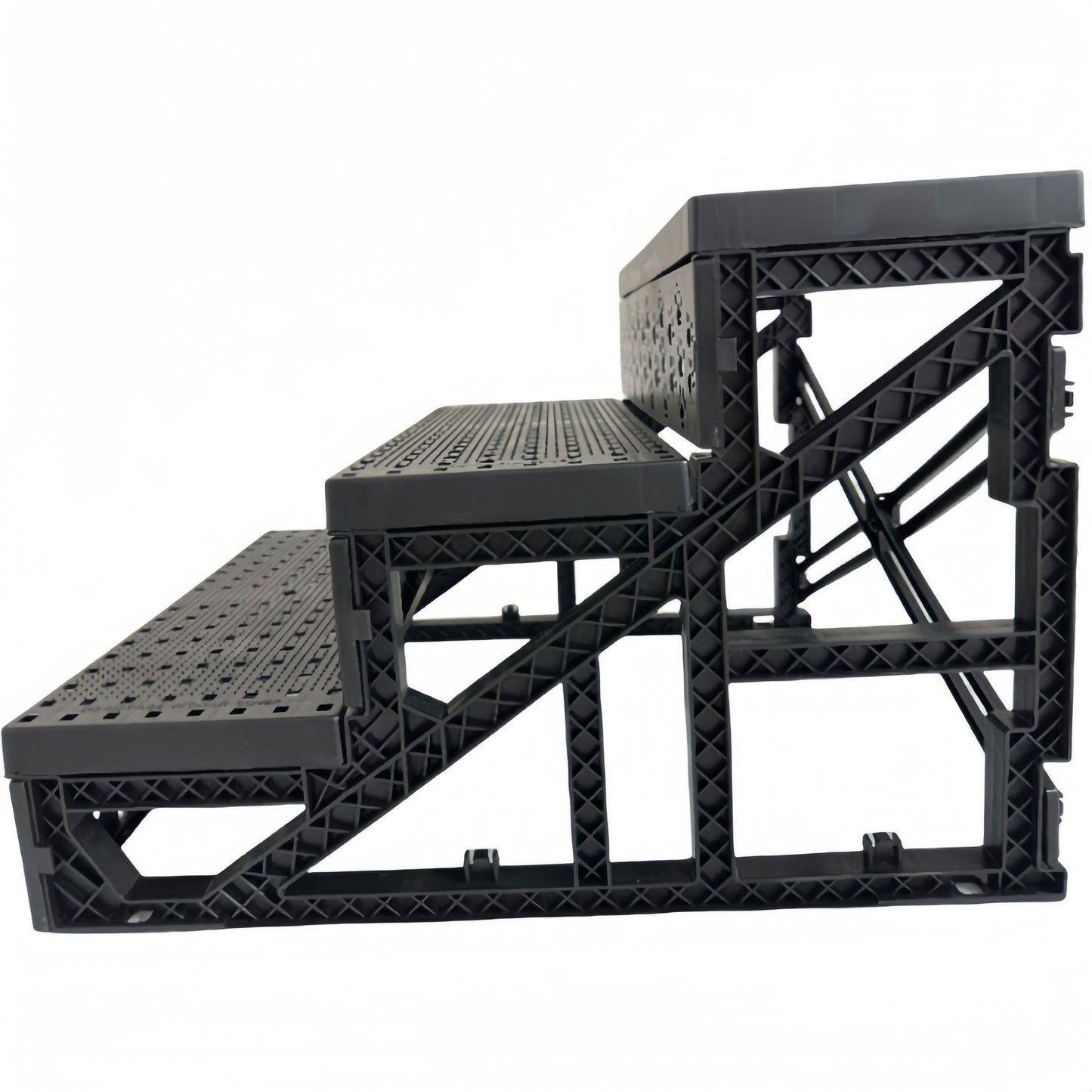 Scara pentru Animale de Companie, 3 Trepte Detasabile pentru Caini si Pisici, Structura PP cu Husa din Plus, 45x35x30 cm, Gri