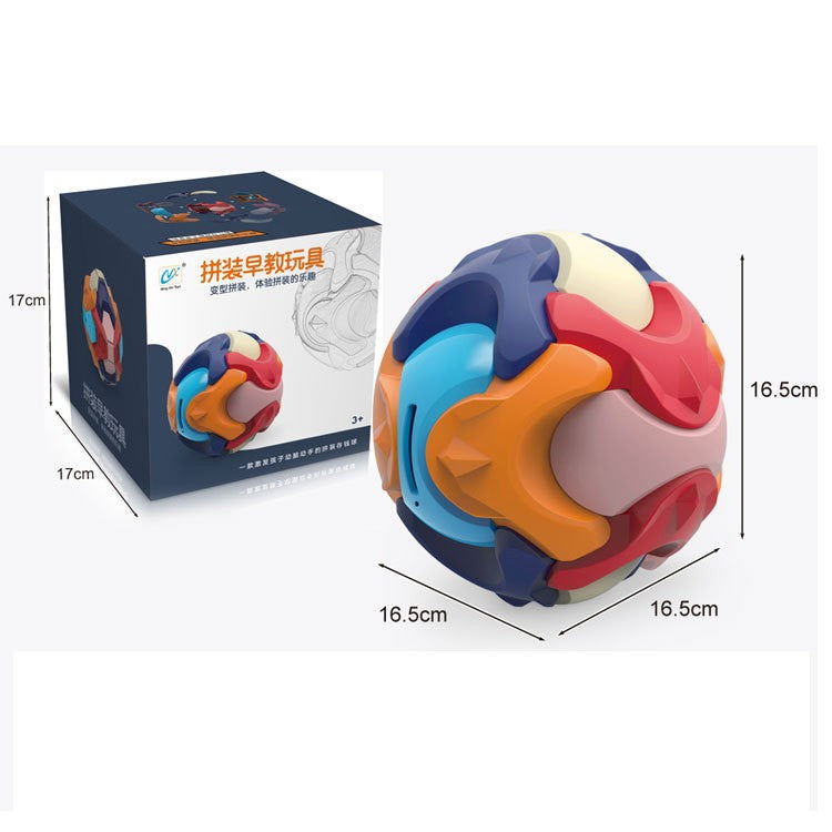 Pușculiță de Construit pentru Copii, Jucărie Interactivă Tip Puzzle în Formă de Minge, Plastic ABS Durabil, 16.5x16.5x16.5 cm, Multicolor
