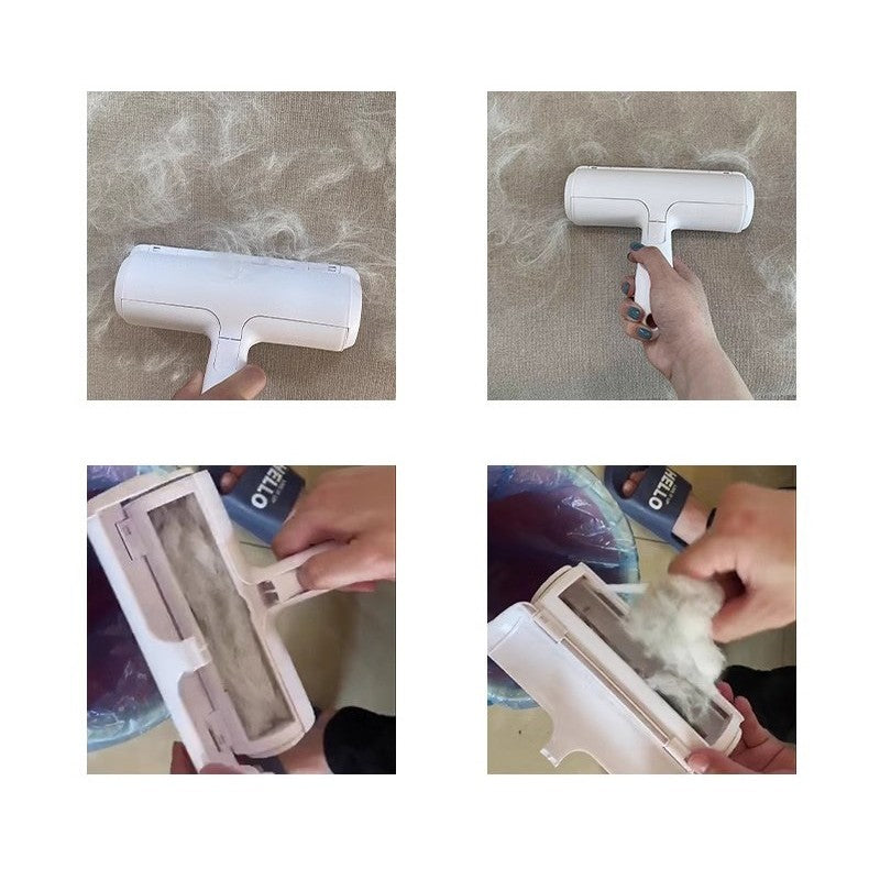 Rolă pentru Îndepărtarea Părului de Animale, Dispozitiv Reutilizabil cu Mâner și Compartiment Colector, Ideal pentru Mobila și Tapițerie, 19x19x6 cm, Alb/Roșu