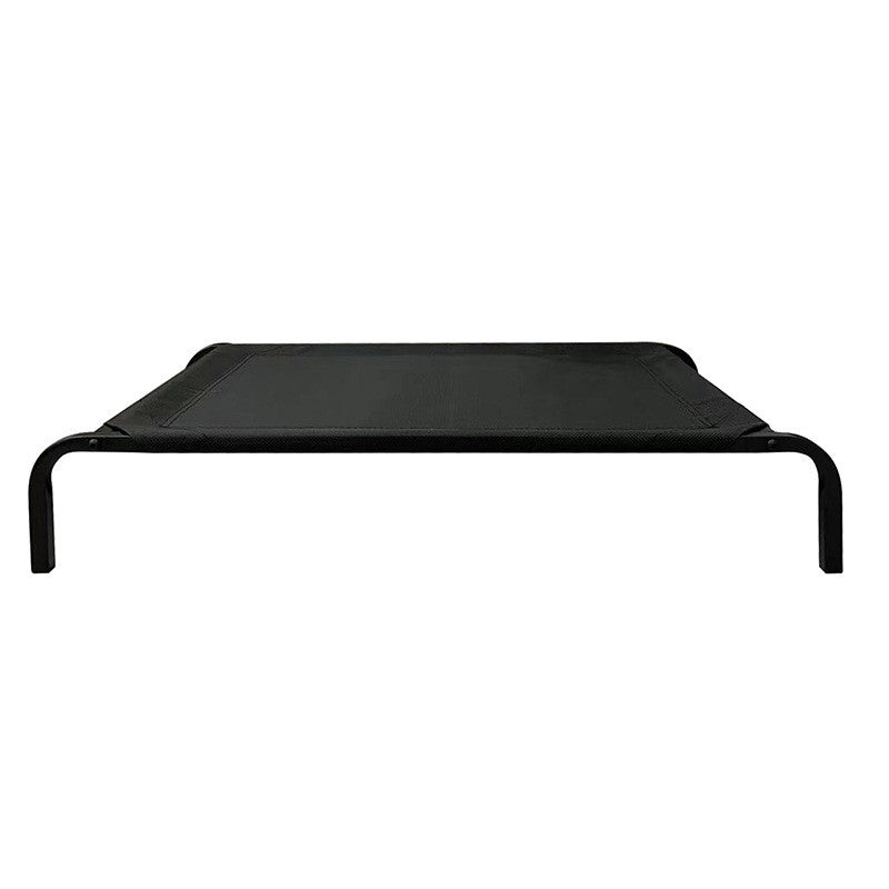 Pat pentru Animale de Companie, Tip Sezlong Inaltat, Material Textil Respirabil, Cadru din Otel Rezistent la Umiditate, Marimea S, 68 x 55 x 16 cm, Negru