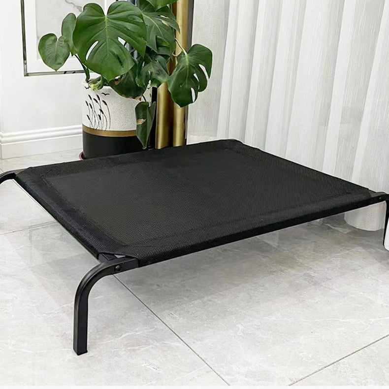 Pat Inaltat pentru Caini si Pisici, Suprafata din Plasa Respirabila si Rezistenta la Umiditate, Cadru din Otel Durabil, Marimea M, 90 x 60 x 16 cm, Negru