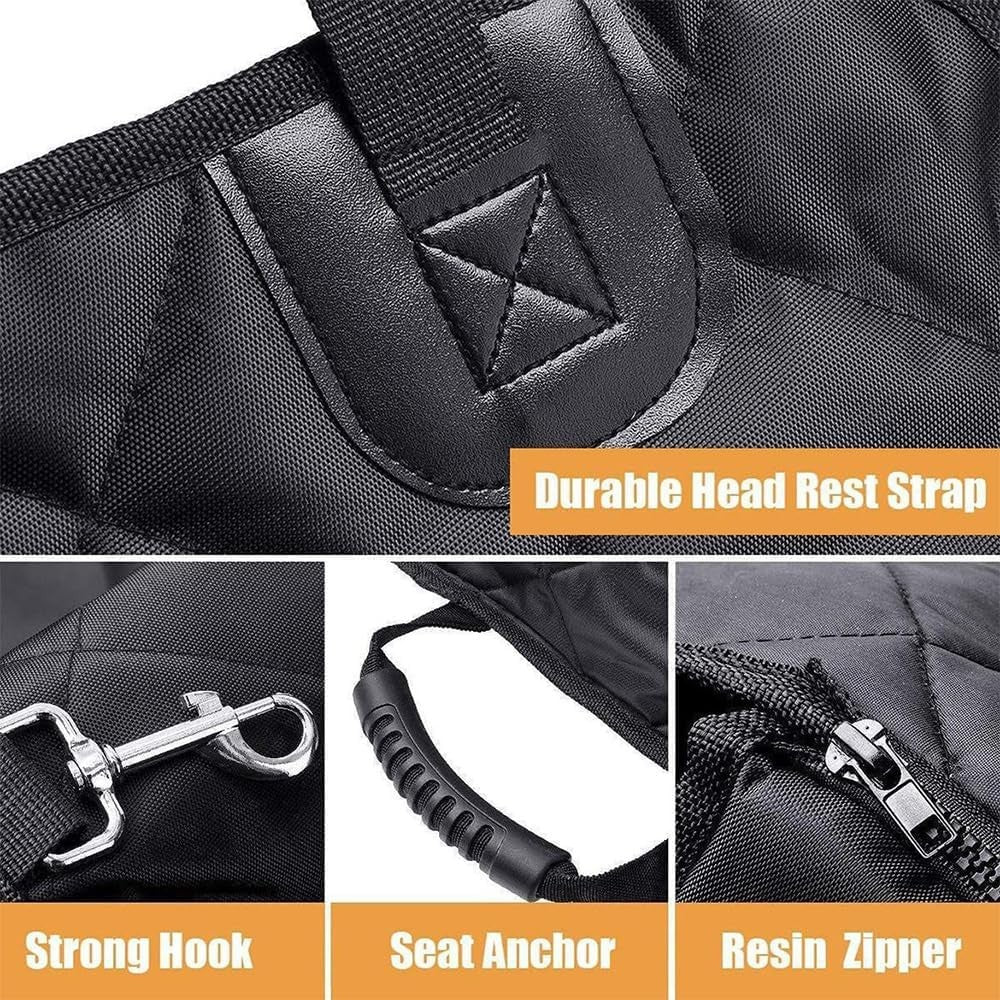 Scaun Auto Pentru Caini Si Pisici, Suport Transport Animale Cu Prindere De Scaun Si Centura Siguranta, Material Textil Moale, 45x43x60 cm, Gri