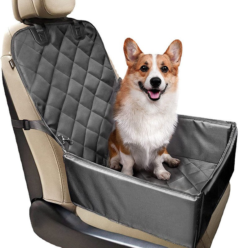 Scaun Auto Pentru Caini Si Pisici, Suport Transport Animale Cu Prindere De Scaun Si Centura Siguranta, Material Textil Moale, 45x43x60 cm, Gri