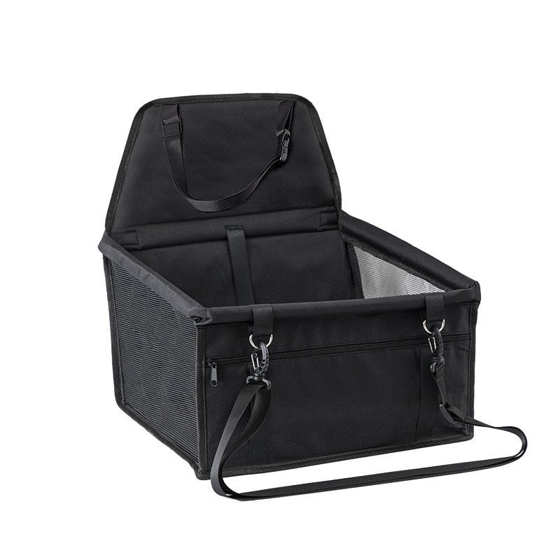 Scaun Auto pentru Caini si Pisici, Cos Transport Animale de Companie cu Centura de Siguranta, Pliabil si Impermeabil, Material Oxford 600D, 41 x 34 x 28 cm, Negru