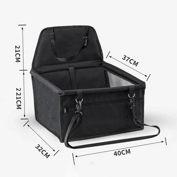 Scaun Auto pentru Caini si Pisici, Cos Transport Animale de Companie cu Centura de Siguranta, Pliabil si Impermeabil, Material Oxford 600D, 41 x 34 x 28 cm, Negru