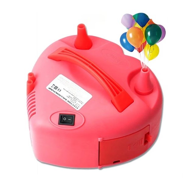 Pompă Electrică pentru Umflat Baloane, Putere 600W, Două Duze de Umflare Rapidă, Design Inimă, Mod Dublu de Funcționare, Plastic PP, Roșu