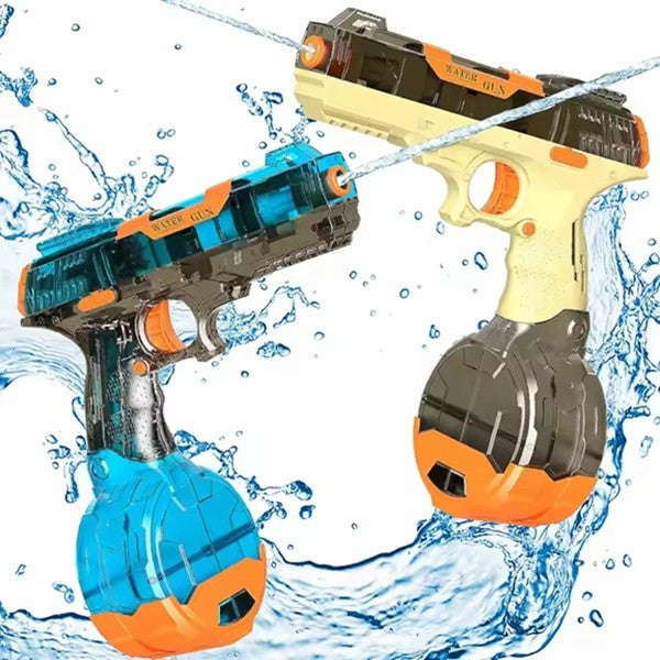 Pistol Cu Apa Electric Automat, Raza Actiune 9m, Baterie Reincarcabila USB, Conectare Furtun, ABS si Silicon, 2 Rezervoare 75/500 ml, Maro