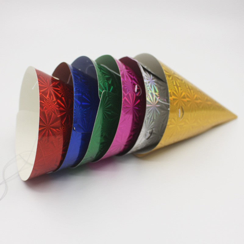 Set 6 Coifuri Petrecere Metalizate, Accesorii Tematice Aniversare cu Elastic, Carton Lucios, Roz vibrant