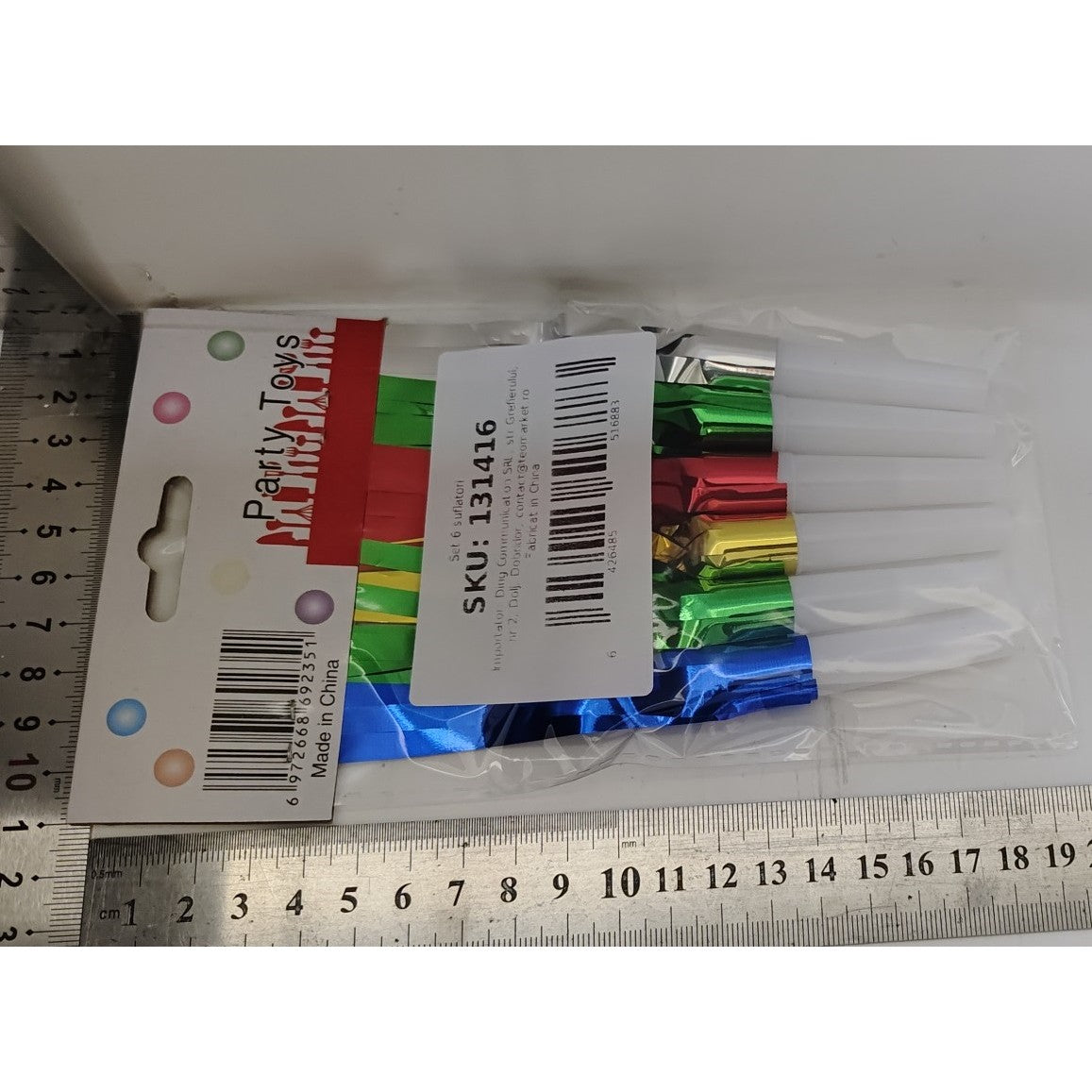 Set Fluiere Party cu Franjuri pentru Copii, Accesorii Aniversare si Evenimente Festive, Plastic, Multicolor, 6 Bucati