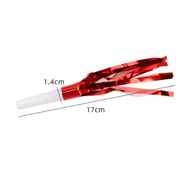 Set Fluiere Party cu Franjuri pentru Copii, Accesorii Aniversare si Evenimente Festive, Plastic, Multicolor, 6 Bucati