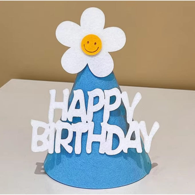 Set 3 Coifuri Happy Birthday pentru Aniversare, Coifuri Petrecere cu Floare din Spuma, Material Rezistent, Multicolor, Set 3 Bucati