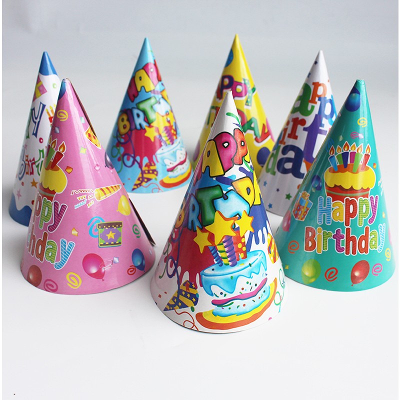 Set 6 Coifuri Happy Birthday pentru Petrecere Aniversara, Accesorii Tematice cu Elastic Ajustabil, Carton, Modele Diverse Multicolore