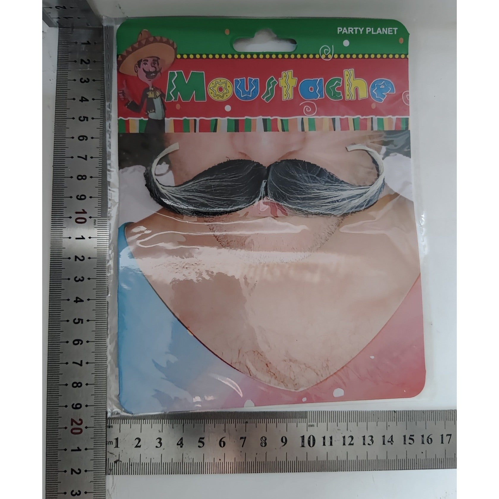 Mustata Falsa Autoadeziva pentru Deghizari si Petreceri Tematice, Model Realist Grizonat din Panza, 13 x 4 cm, Negru/Alb