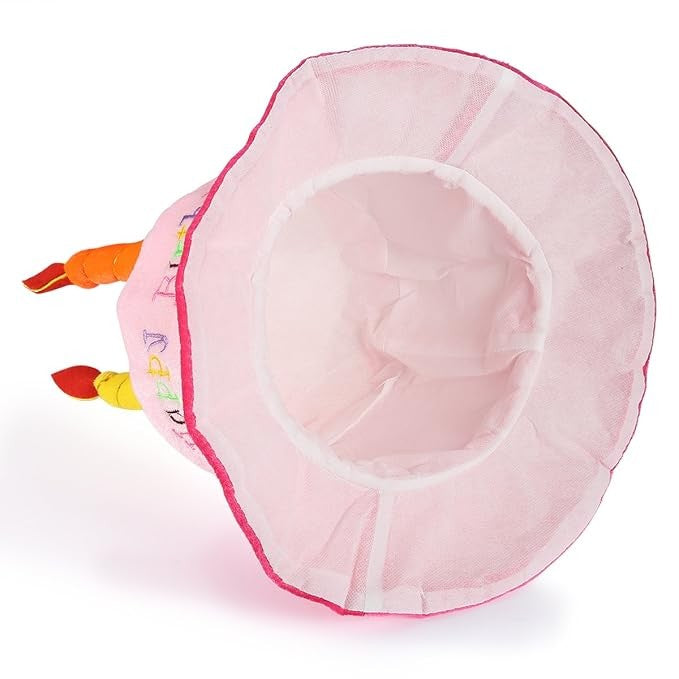 Palarie Petrecere Happy Birthday, Model Tort cu Lumanari, Accesoriu Aniversare, Material Textil, Marime Universala 58-60 cm, Roz