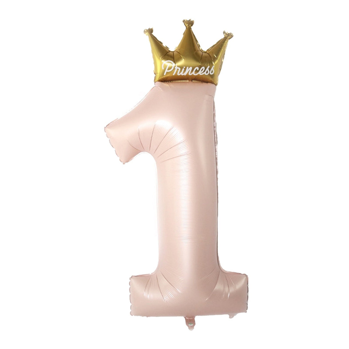 Balon din Folie Metalizata Cifra 1, Figurina cu Coroana Printesa, Umflare Aer sau Heliu, Roz, 91 cm