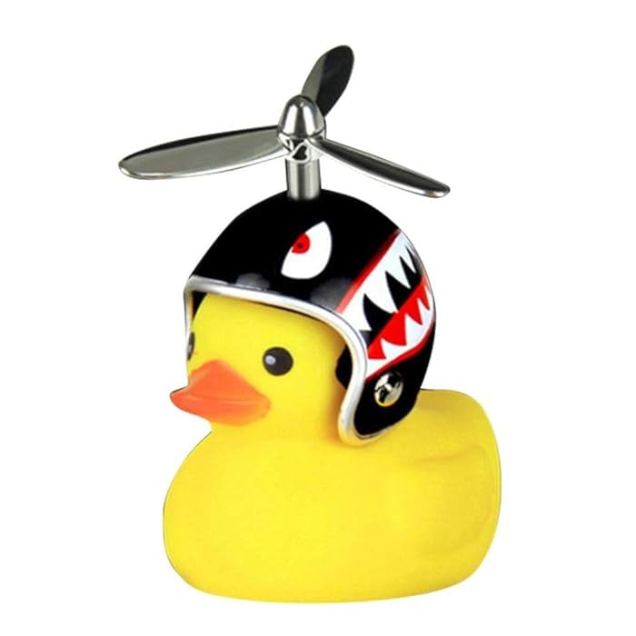 Rățușcă Decorativă pentru Bicicletă, Motocicletă și Mașină, Lumini LED și Cască, Sistem Universal de Prindere, Plastic, 7.5 x 9 cm, Negru/Galben