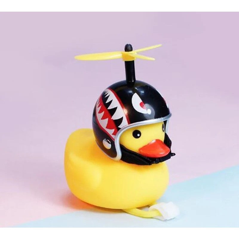 Rățușcă Decorativă pentru Bicicletă, Motocicletă și Mașină, Lumini LED și Cască, Sistem Universal de Prindere, Plastic, 7.5 x 9 cm, Negru/Galben