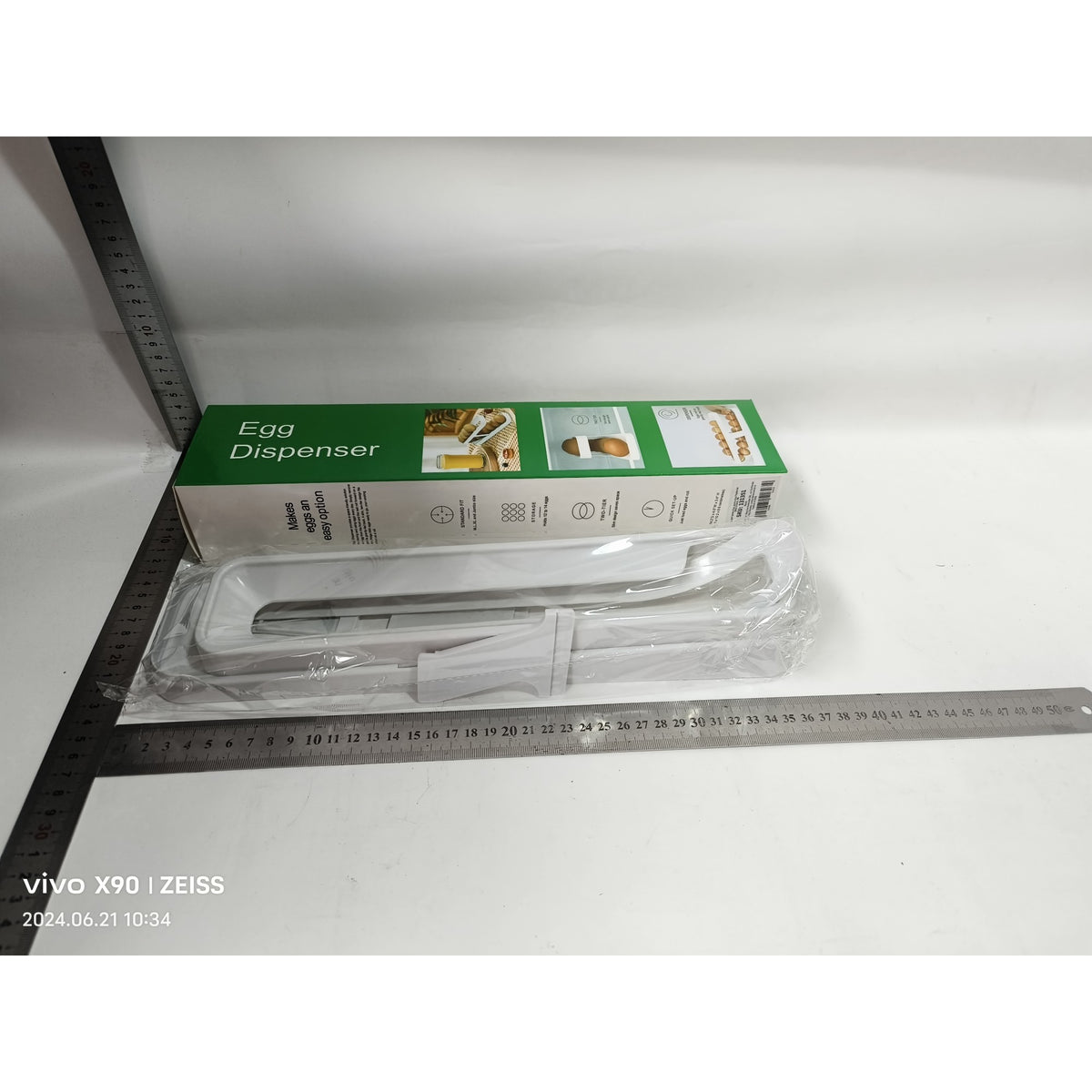 Suport Pentru Oua Pentru Usa Frigiderului, Organizator Vertical Cu Doua Straturi, Plastic Rezistent, 36x8.2x10 cm, Alb