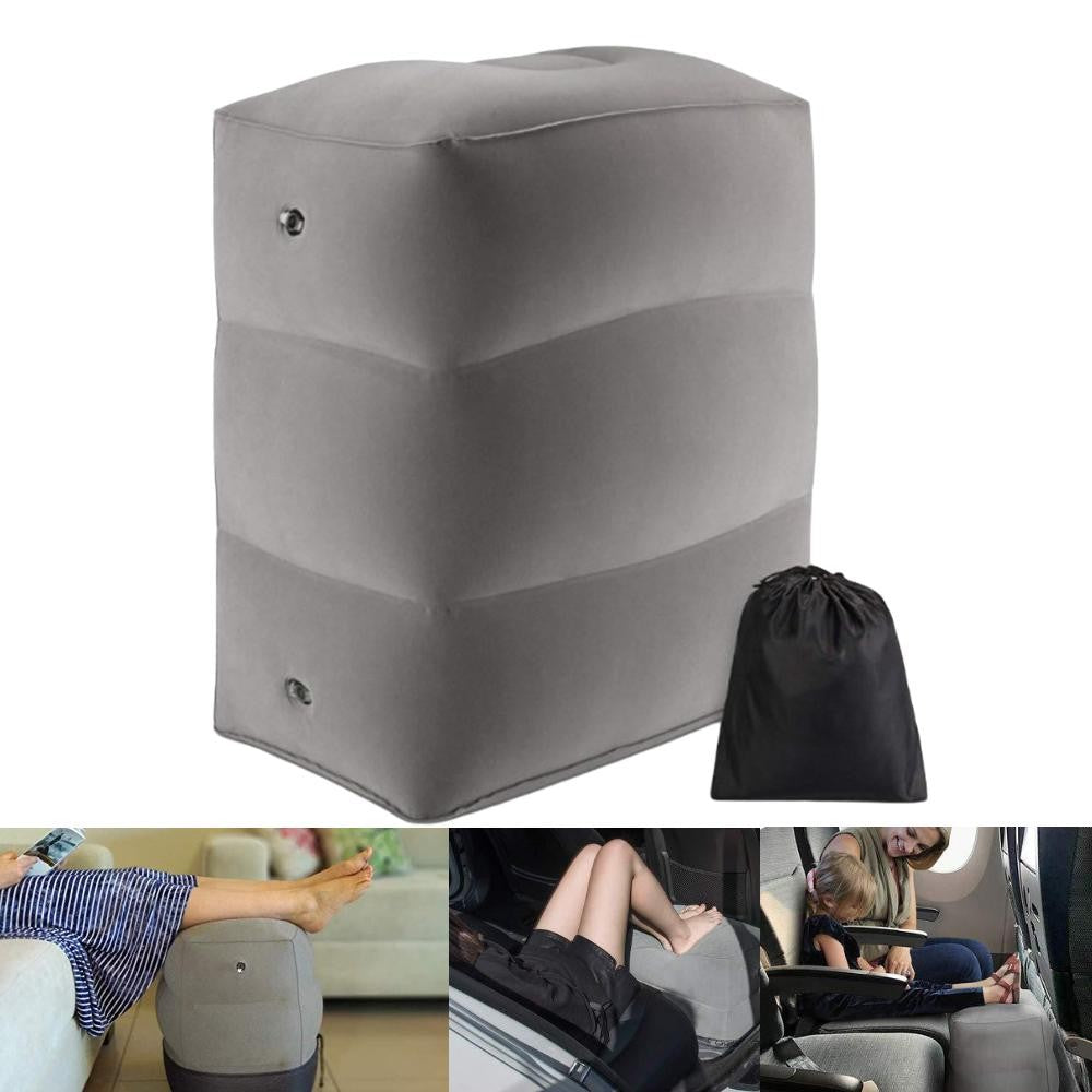 Perna Gonflabila Multifunctionala pentru Picioare si Cap, 3 Straturi cu Inaltime Reglabila, Suport Calatorii Avion si Masina, Material PVC, 42.9 x 25.4 x 17.8 cm, Gri Inchis