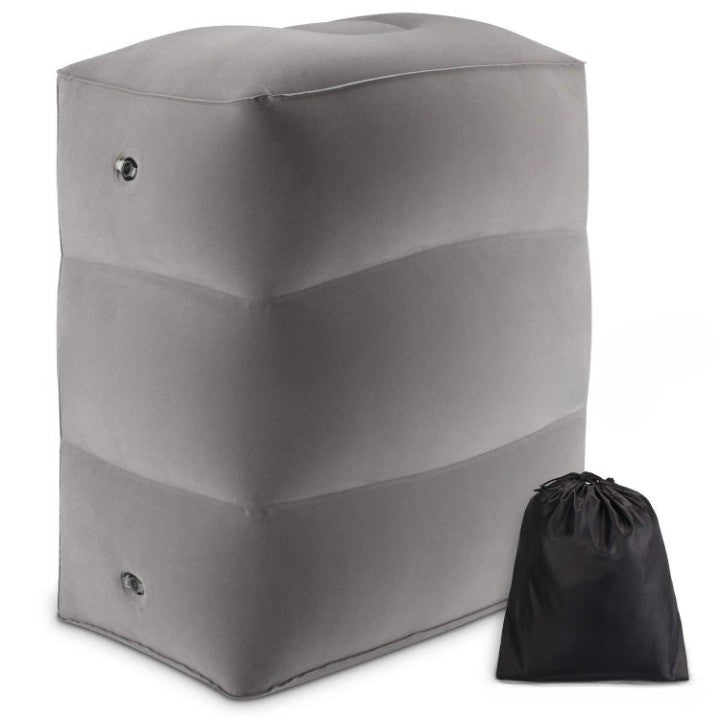 Perna Gonflabila Multifunctionala pentru Picioare si Cap, 3 Straturi cu Inaltime Reglabila, Suport Calatorii Avion si Masina, Material PVC, 42.9 x 25.4 x 17.8 cm, Gri Inchis