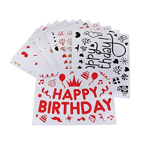 Sticker Autocolant pentru Baloane si Decor, Mesaj Happy Birthday, Tematica Aniversare, Vinil, 29x21 cm, Rosu