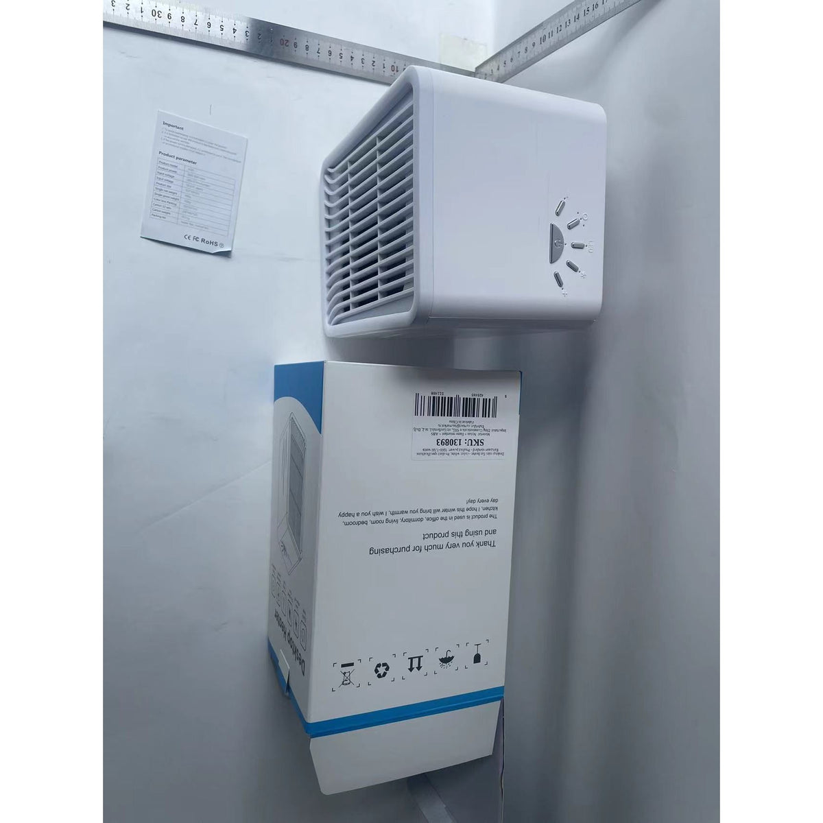 Mini Incalzitor pentru Birou, Aeroterma Portabila cu Functie de Incalzire si Racire, 3 Trepte Putere 1000-1200W, Lumini Indicatoare, Maner Transport, Cablu 1.5 m, 15.3x13.8x22.5 cm, Alb
