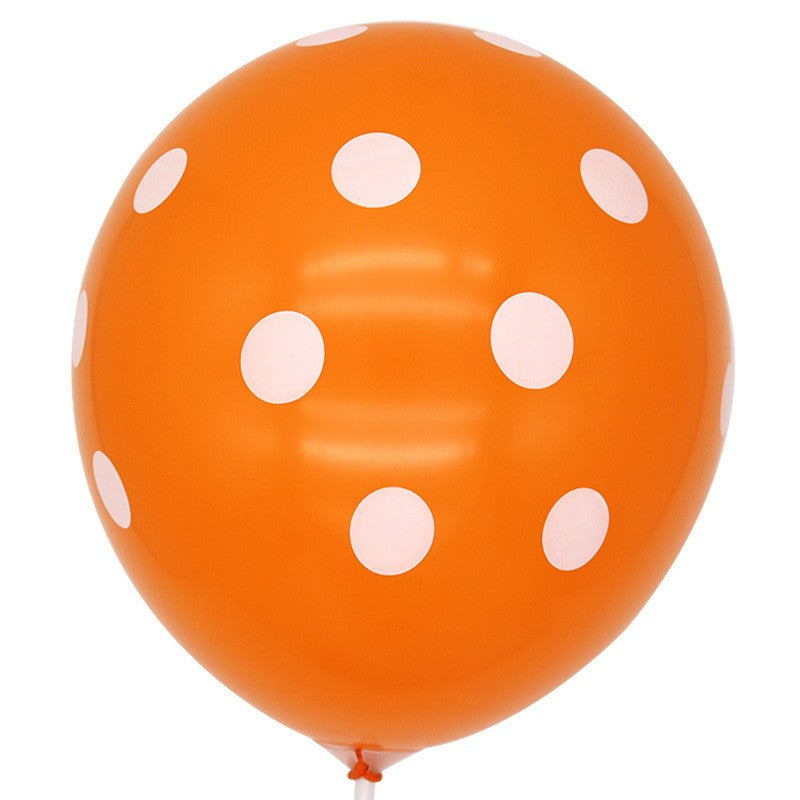 Set 10 Baloane Petrecere, Mix Modele Simple si cu Buline, Latex Biodegradabil, Compatibile Heliu sau Aer, 30 cm, Portocaliu