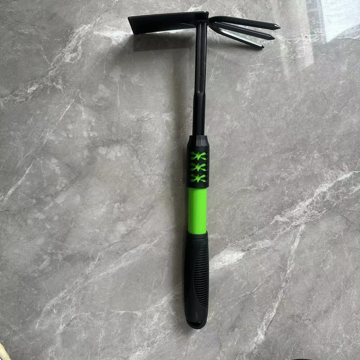 Set 4 Unelte Grădinărit, Oțel Carbon și Mâner PVC, Greblă, Săpăligă, Lopată Lată și Îngustă, Negru/Verde, 43 x 11 cm