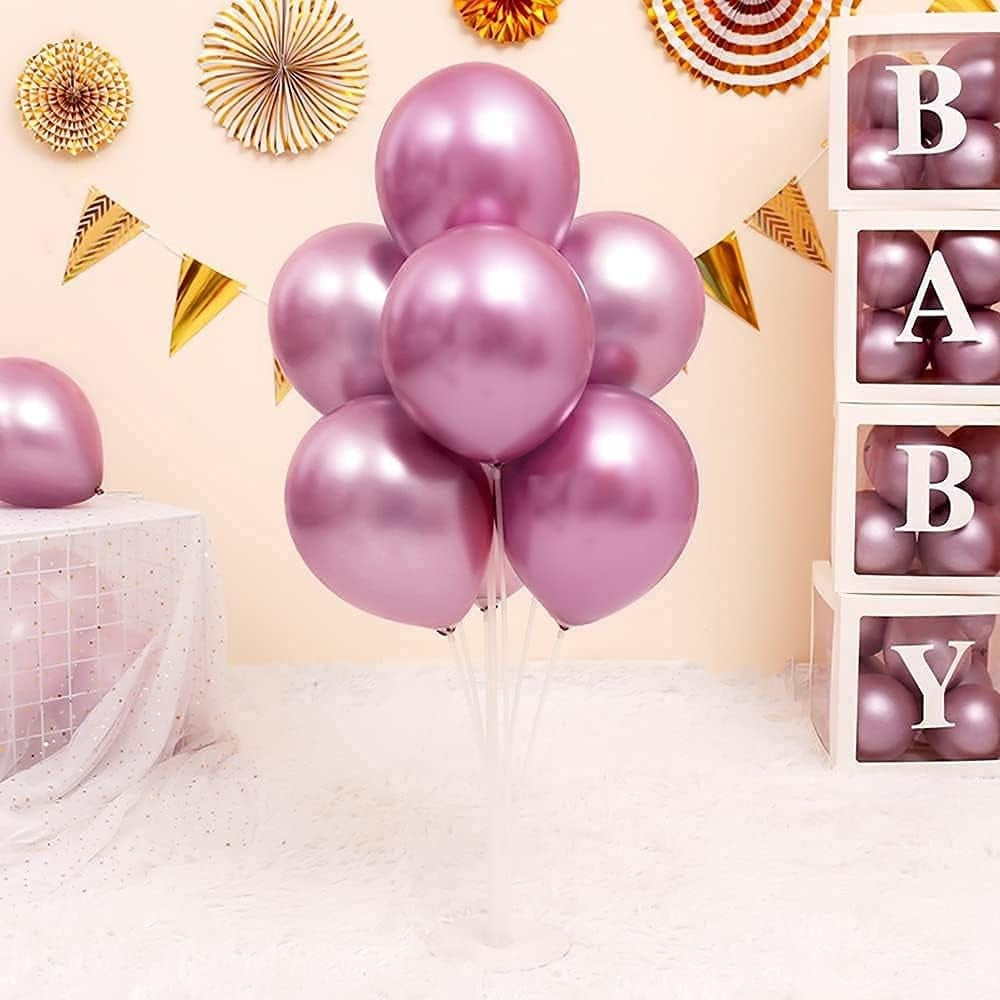 Set 10 Baloane din Latex Chrome, Model Party pentru Petreceri, Efect Metalizat, Compatibile Aer sau Heliu, 23 cm, Mov, 2.2 g