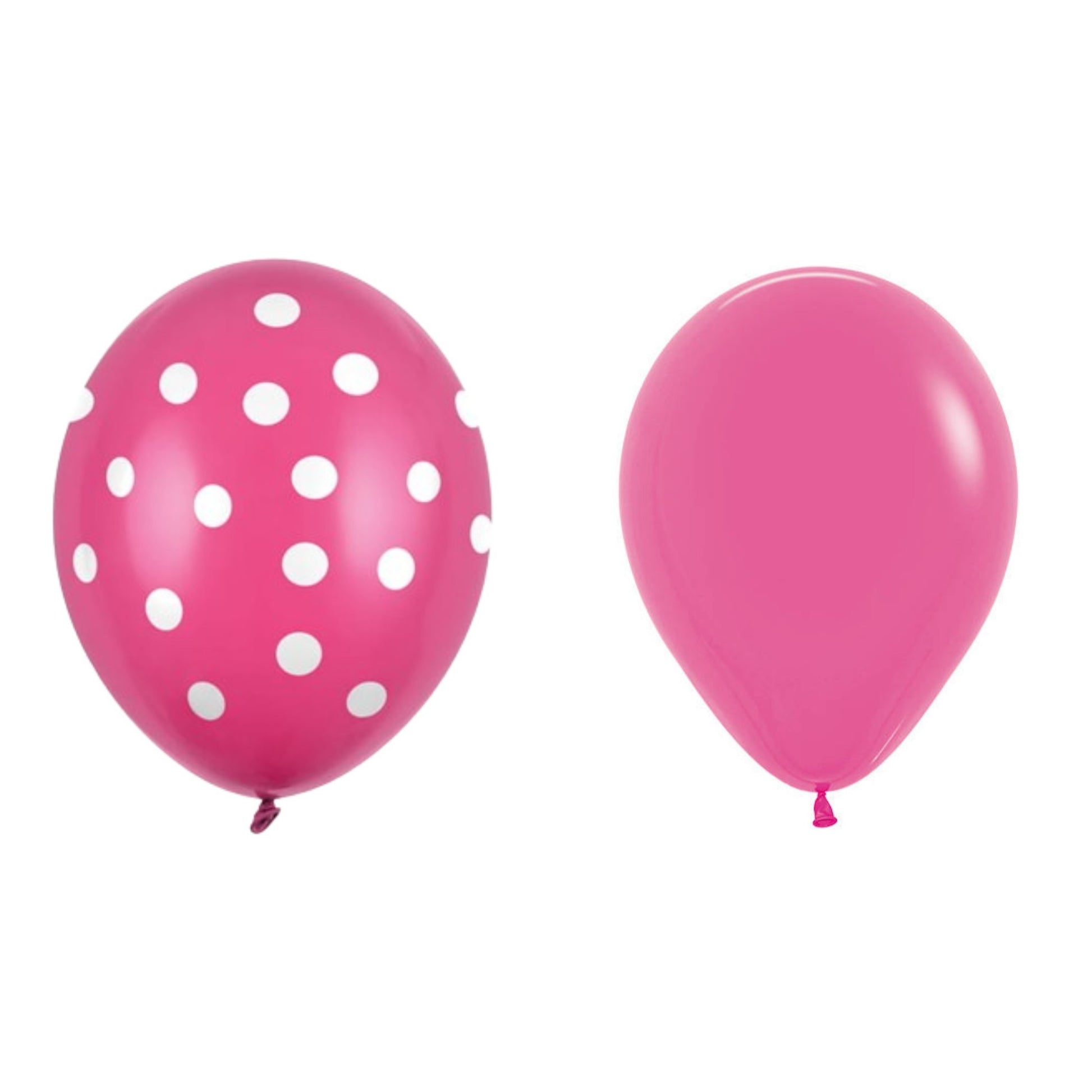 Set 10 Baloane Party din Latex, Mix Baloane cu Buline și Simple, Compatibile Aer sau Heliu, 30 cm, Fucsia, 2.8 g