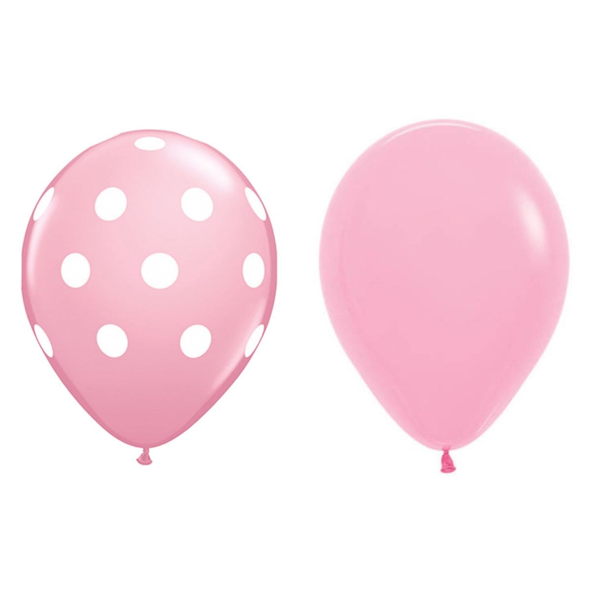 Set 10 Baloane din Latex, Model Mix Simple si cu Buline, Compatibile Aer sau Heliu, 30 cm, Roz, 2.8 g