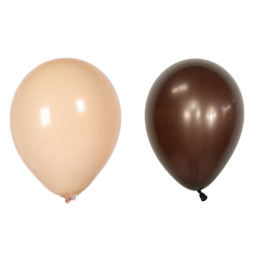 Set 10 Baloane din Latex Biodegradabil, Model Party, Compatibile Aer sau Heliu, 30 cm, 5x Maro si 5x Bej