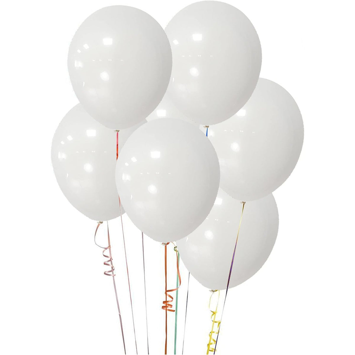 Set 10 Baloane din Latex, Model Party, Pentru Aer sau Heliu, Biodegradabile, 13 cm, 1 g, Alb