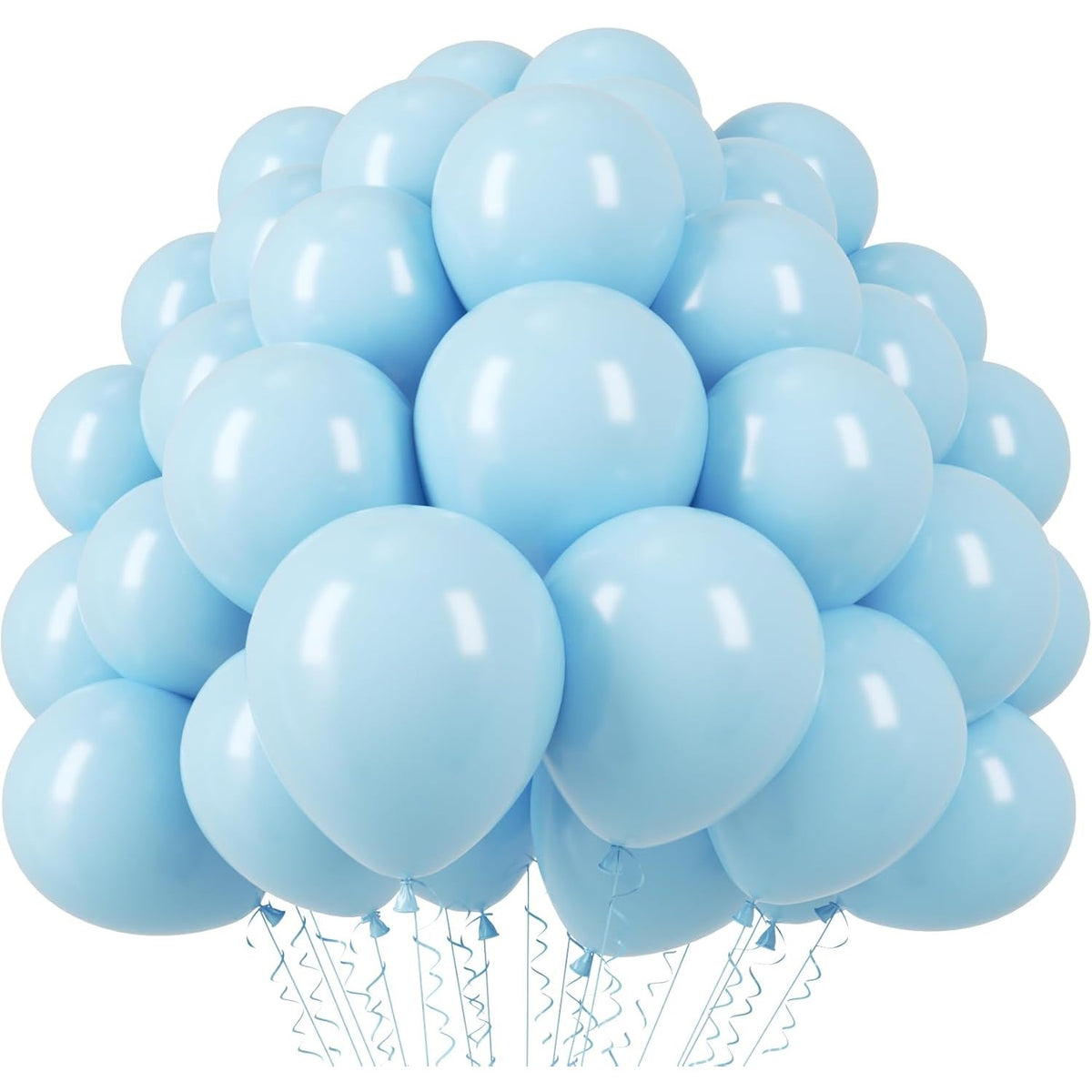 Set 10 Baloane Petrecere din Latex, Model Rotund, Potrivite pentru Aer sau Heliu, Material Biodegradabil, 13 cm, 1 g, Bleu