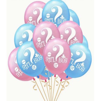 Set 10 Baloane Party Gender Reveal, Baloane din Latex pentru Petrecere, Compatibile cu Aer sau Heliu, Roz și Albastru, 30 cm