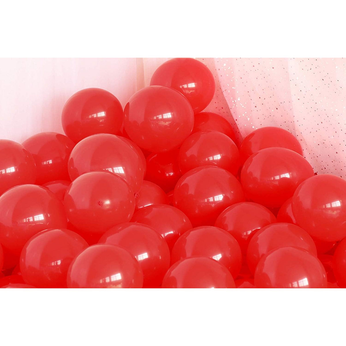 Set 10 Baloane din Latex, Model Party pentru Petreceri, Compatibile Aer sau Heliu, Material Biodegradabil, 13 cm, Rosu