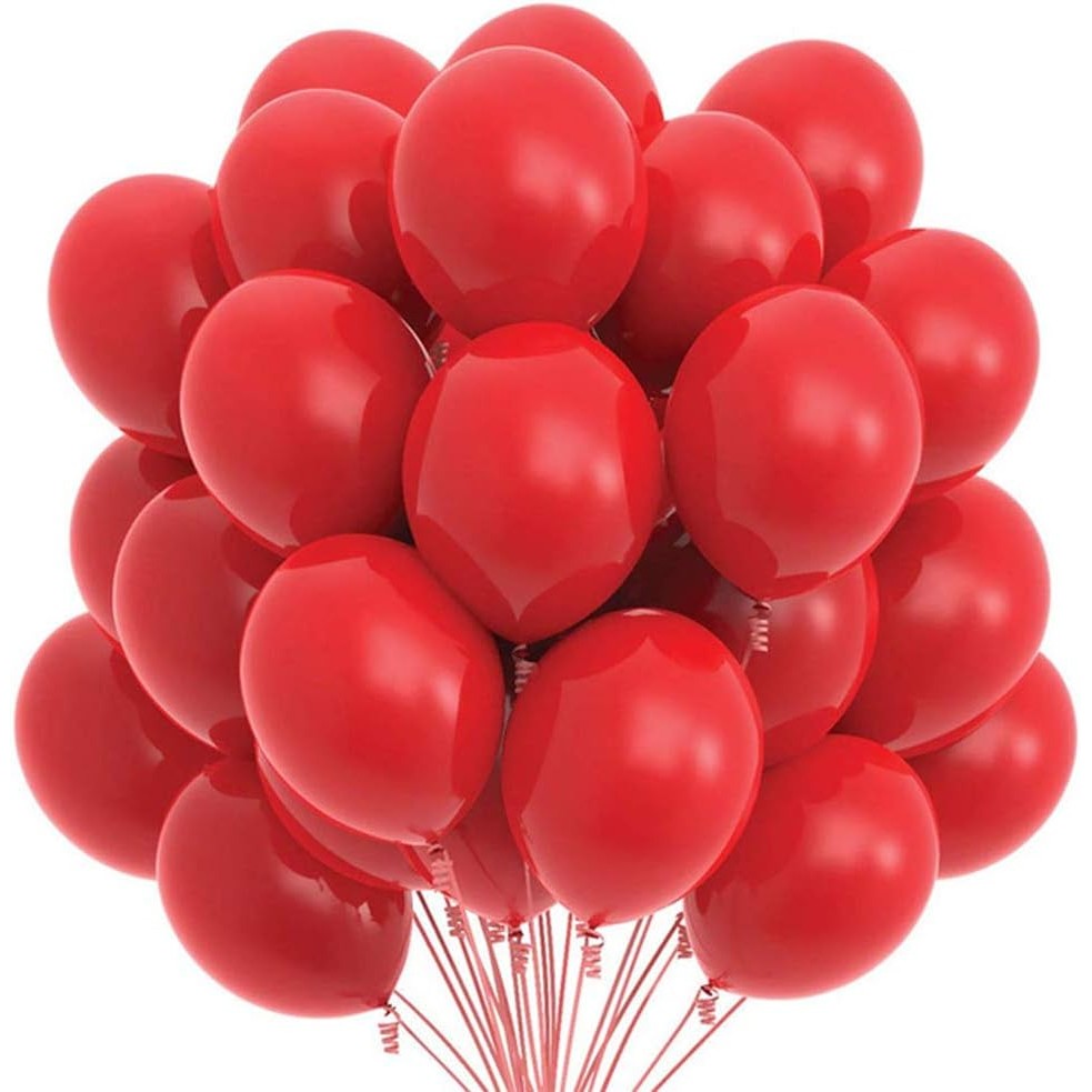 Set 10 Baloane din Latex, Model Party pentru Petreceri, Compatibile Aer sau Heliu, Material Biodegradabil, 13 cm, Rosu