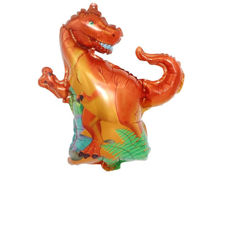 Set 5 Baloane Dinozauri, Figurine din Folie Metalizata, Decor Petrecere Copii, Umflare Aer sau Heliu, Pai Inclus, 30 cm, Multicolor