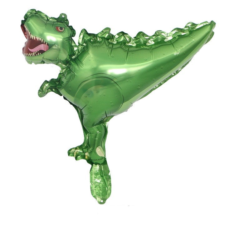 Set 5 Baloane Dinozauri, Figurine din Folie Metalizata, Decor Petrecere Copii, Umflare Aer sau Heliu, Pai Inclus, 30 cm, Multicolor