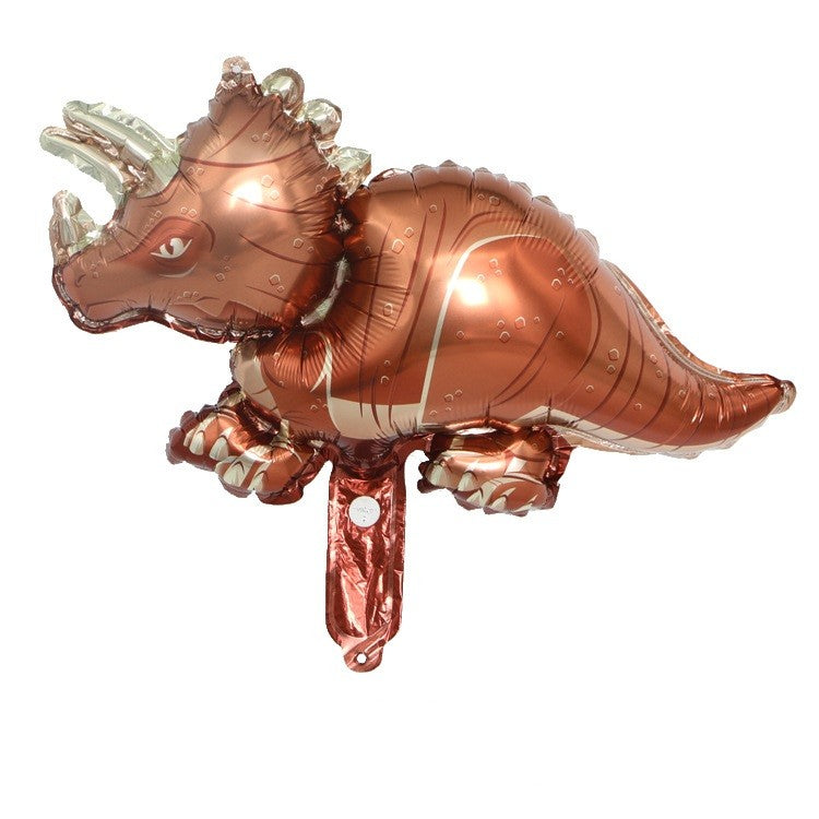 Set 5 Baloane Dinozauri, Figurine din Folie Metalizata, Decor Petrecere Copii, Umflare Aer sau Heliu, Pai Inclus, 30 cm, Multicolor
