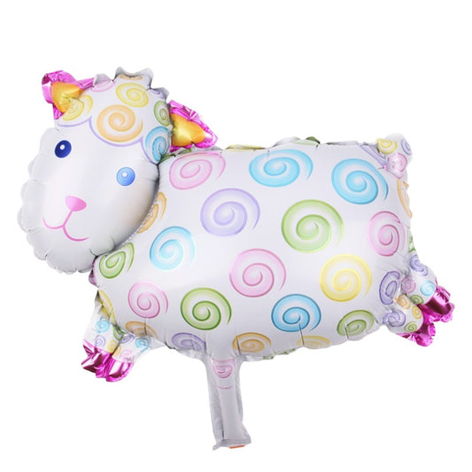 Set 5 Baloane din Folie Metalizata, Figurine Animale Domestice pentru Petrecere, Compatibile cu Aer sau Heliu, include Pai Umflare, Multicolor, 30 cm