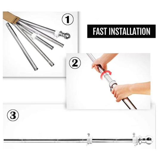 Suport de Steag Telescopic, Catarg Robust pentru Exterior și Interior, Rezistent la Vânt, Metal, 180 cm, Argintiu