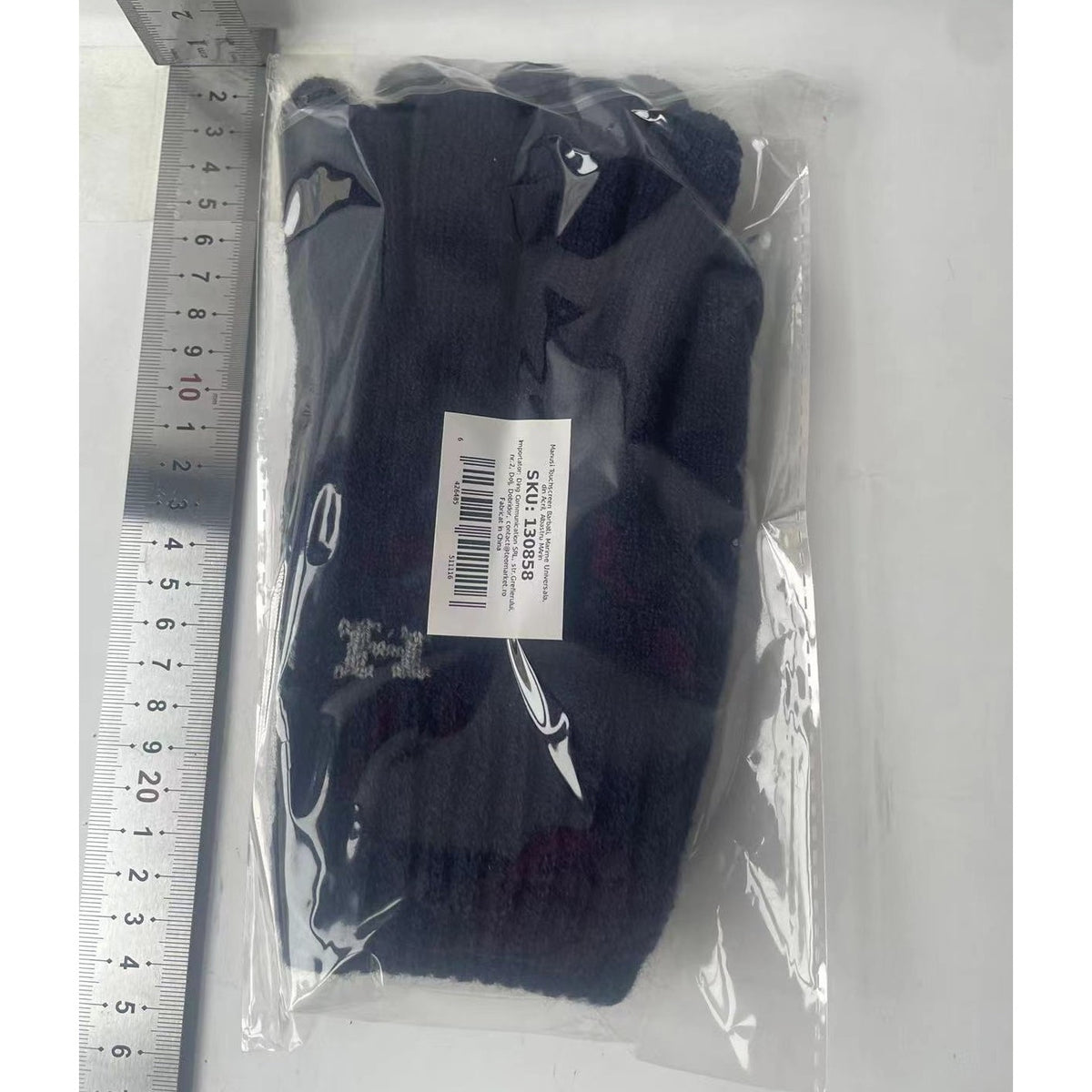 Manusi Barbati Model H, Functie Touchscreen pentru Ecran Tactil, Acril Tricotat cu Interior Catifelat si Manseta Elastica, Antiderapante, Marime Universala, Albastru Marin