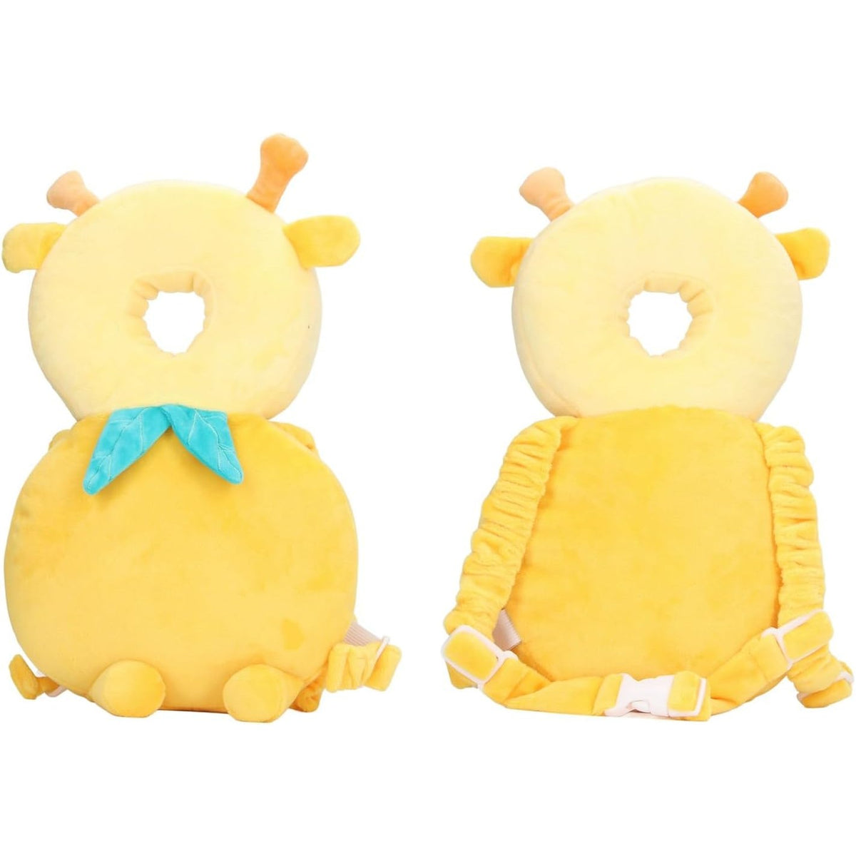 Pernă Protecție Cap Bebeluși Tip Rucsac, Tetieră Anti-Cădere cu Bretele Ajustabile, Pluș Moale și Bumbac PP, Model Girafă, 33x19x6 cm, Galben