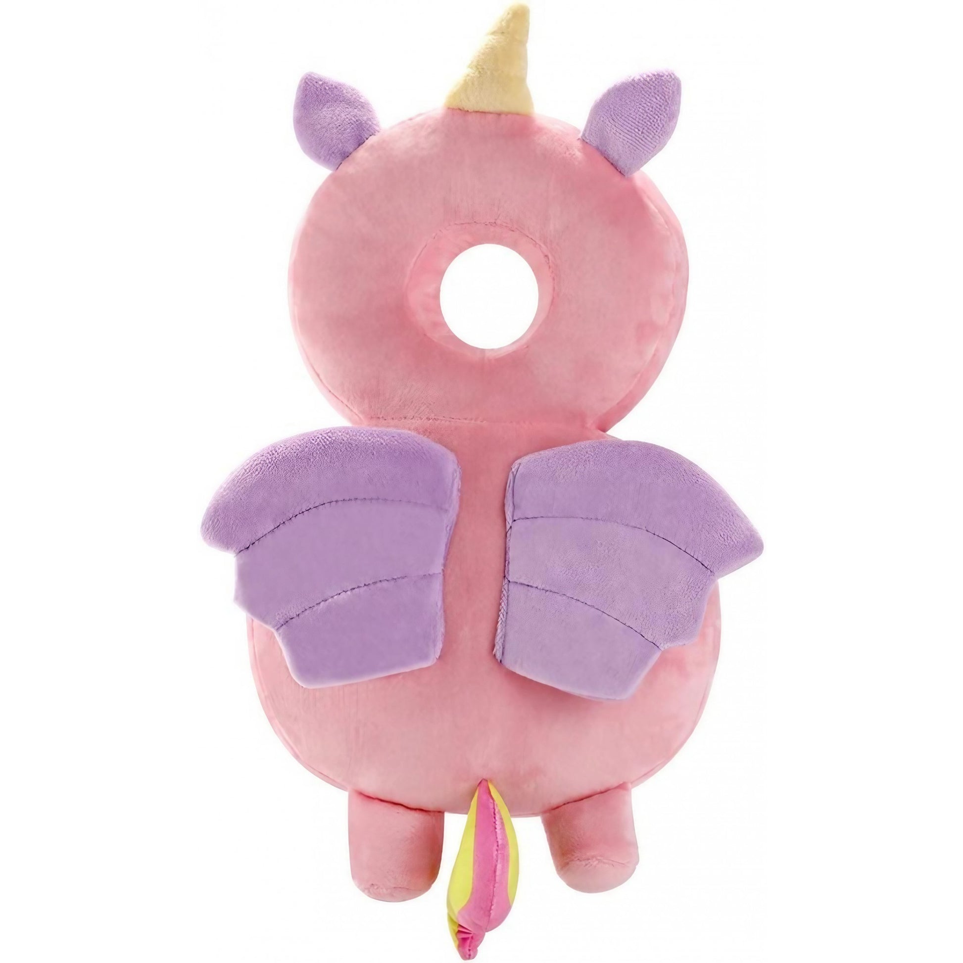Perna Protectie Cap Bebelusi Tip Rucsac, Tetiera Antireflux cu Bretele Ajustabile, Plus Moale si Bumbac PP, Design Unicorn, Roz, 33x19x6 cm