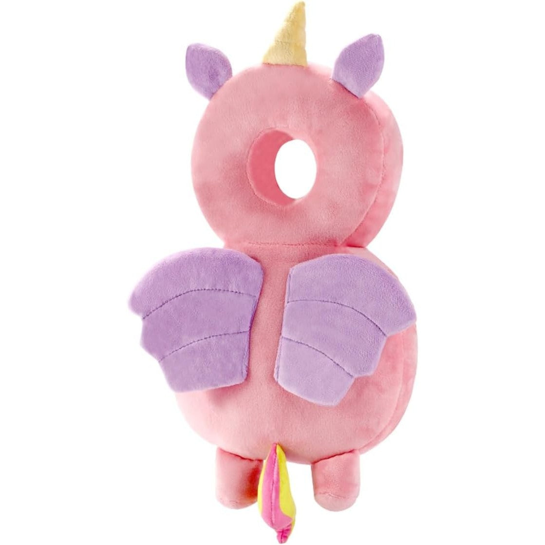 Perna Protectie Cap Bebelusi Tip Rucsac, Tetiera Antireflux cu Bretele Ajustabile, Plus Moale si Bumbac PP, Design Unicorn, Roz, 33x19x6 cm