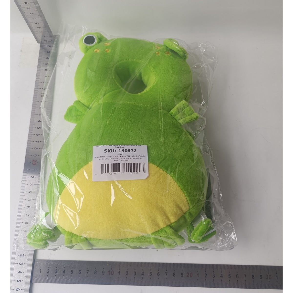 Perna Protectie Cap Bebelusi Tip Rucsac, Tetiera Antireflux pentru Mers si Joaca, Bretele Ajustabile, Plus Moale, Model Broscuta, Verde, 33x6x19 cm