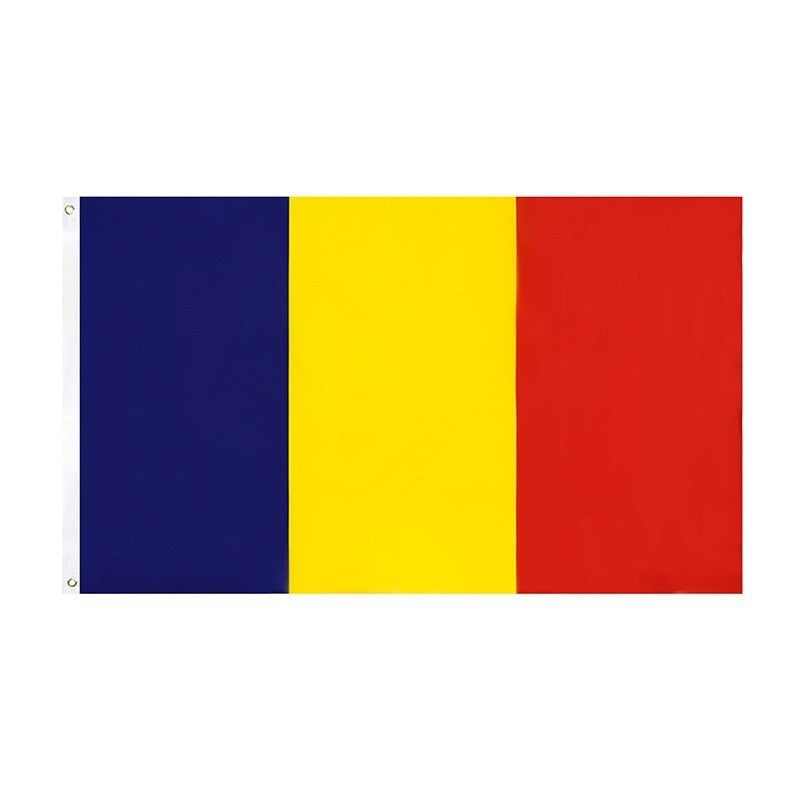 Steag Tricolor Romania, Drapel National cu Benzi Verticale, Material Textil Lavabil, Sistem de Prindere pe Suport, 90x150 cm