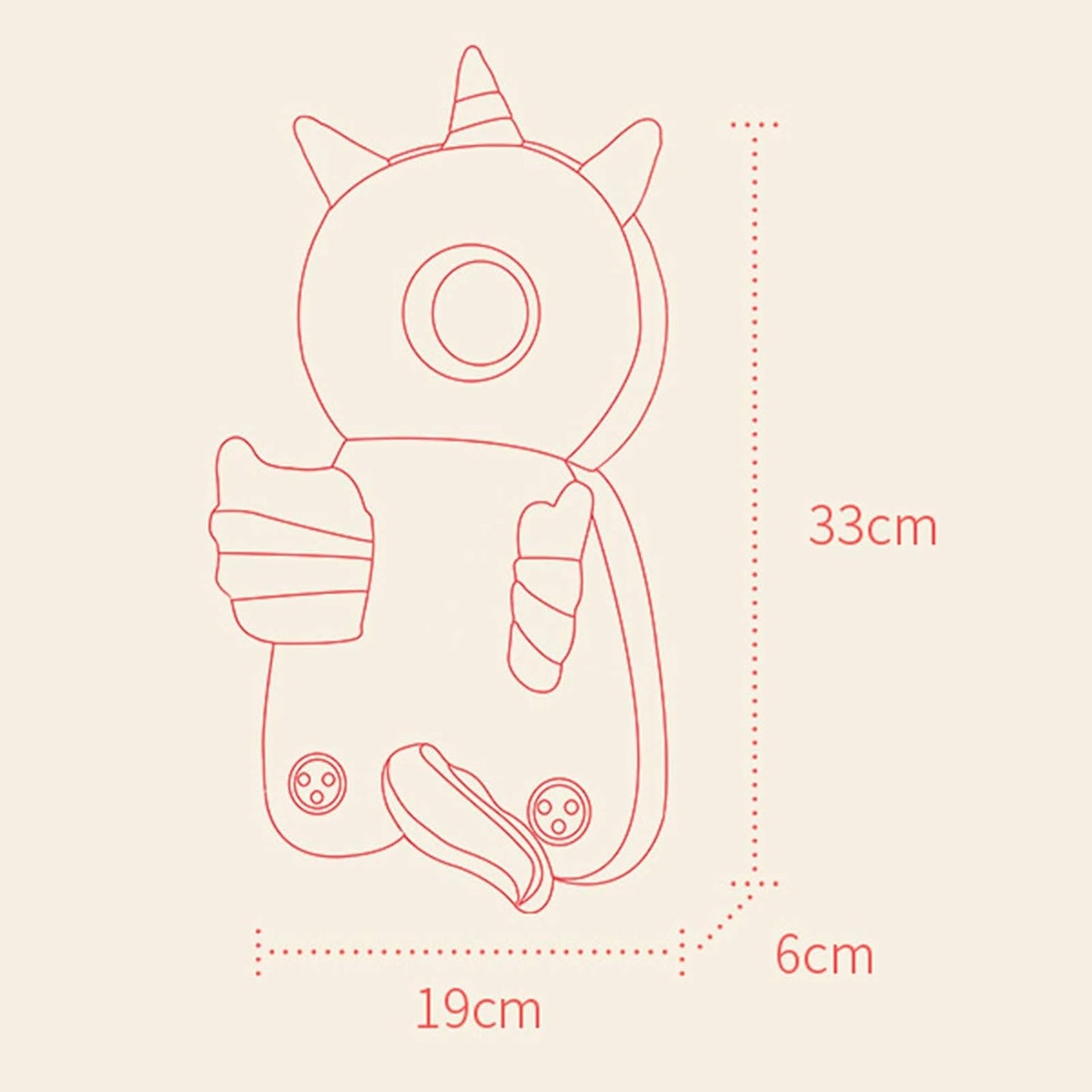 Perna Protectie Cap Bebelusi Tip Rucsac, Tetiera Antifurtune pentru Mers, Design Unicorn din Plus Moale, Bretele Ajustabile, 33x19x6 cm, Albastru
